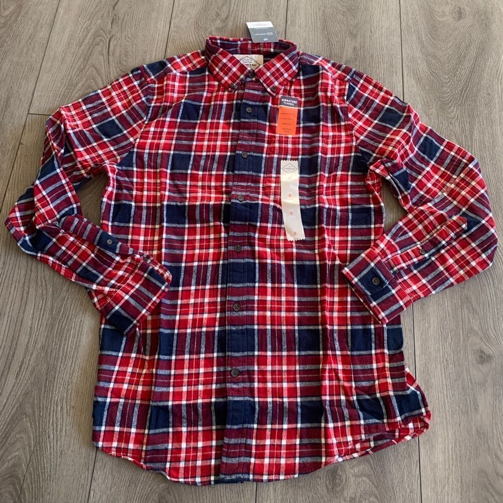 St. John’s bay quality mens wear size long sleeve, Navy red plaid super soft
